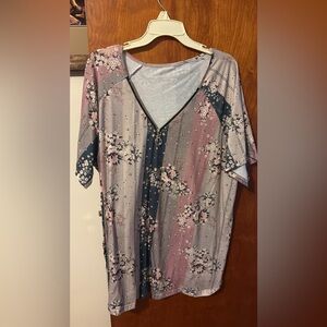 Floral V-Neck Zipper Dress